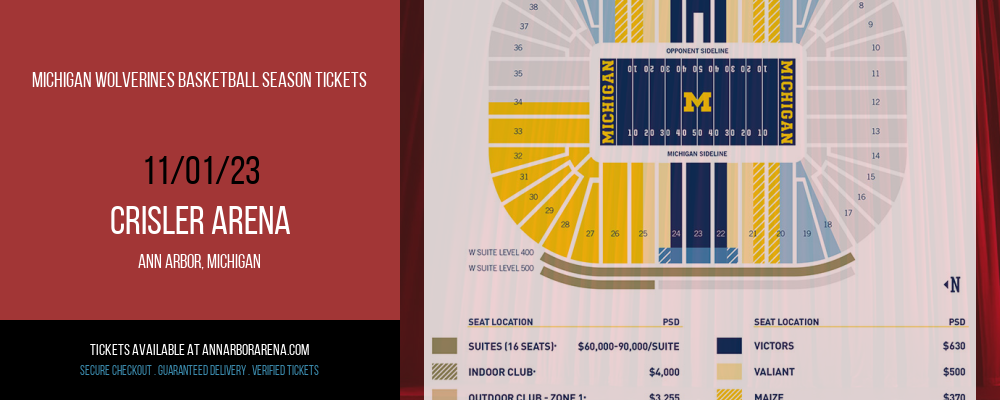 Michigan Wolverines Basketball Season Tickets at Crisler Arena